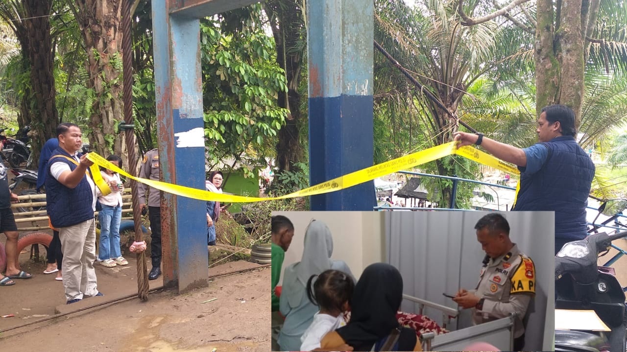 Pasang Police Line, Objek Wisata Malus Lubuk Linggau Ditutup Sementara Pasca Jembatan Gantung Putus