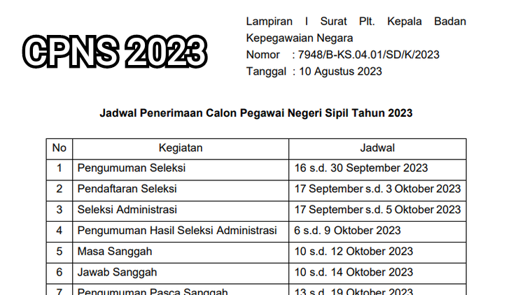 17 September 2023 Pendaftaran CPNS dan PPPK, Cek Jadwal Lengkap dan Formasinya