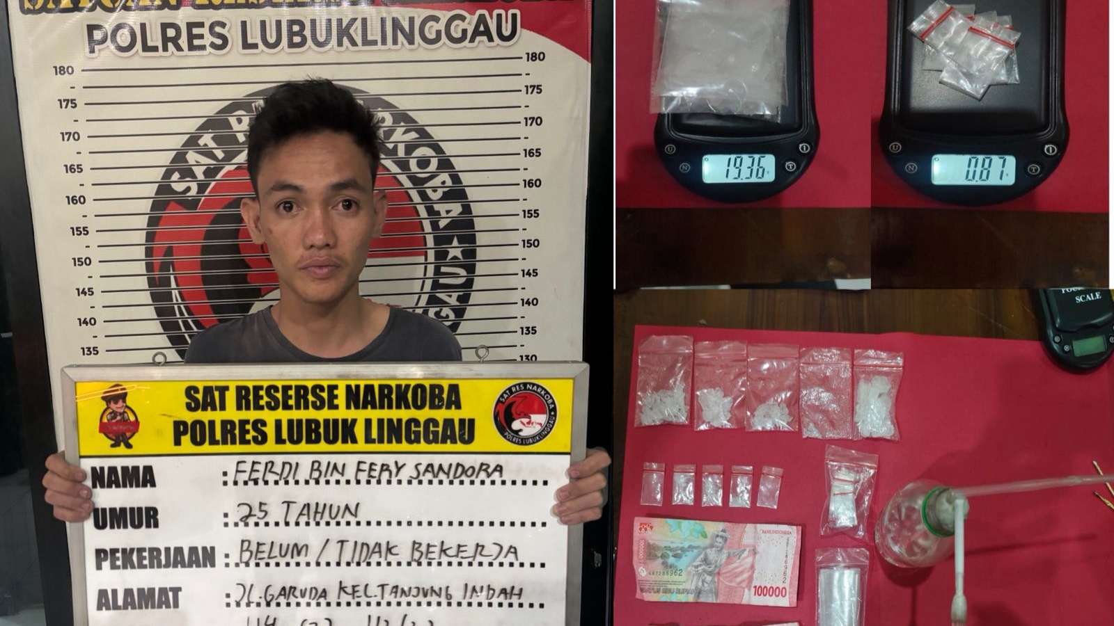 Pengedar Sabu di Lubuk Linggau Ditangkap, Jadikan Rumah Tempat Transaksi 