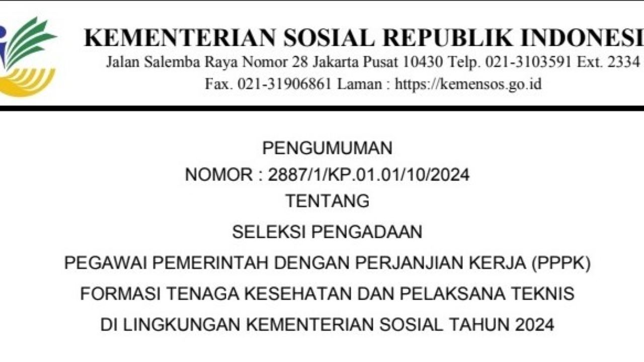 PPPK 2024 Kemensos Buka 40.573 Formasi, Ini Rincian, Unit Kerja dan Persyaratan Melamar