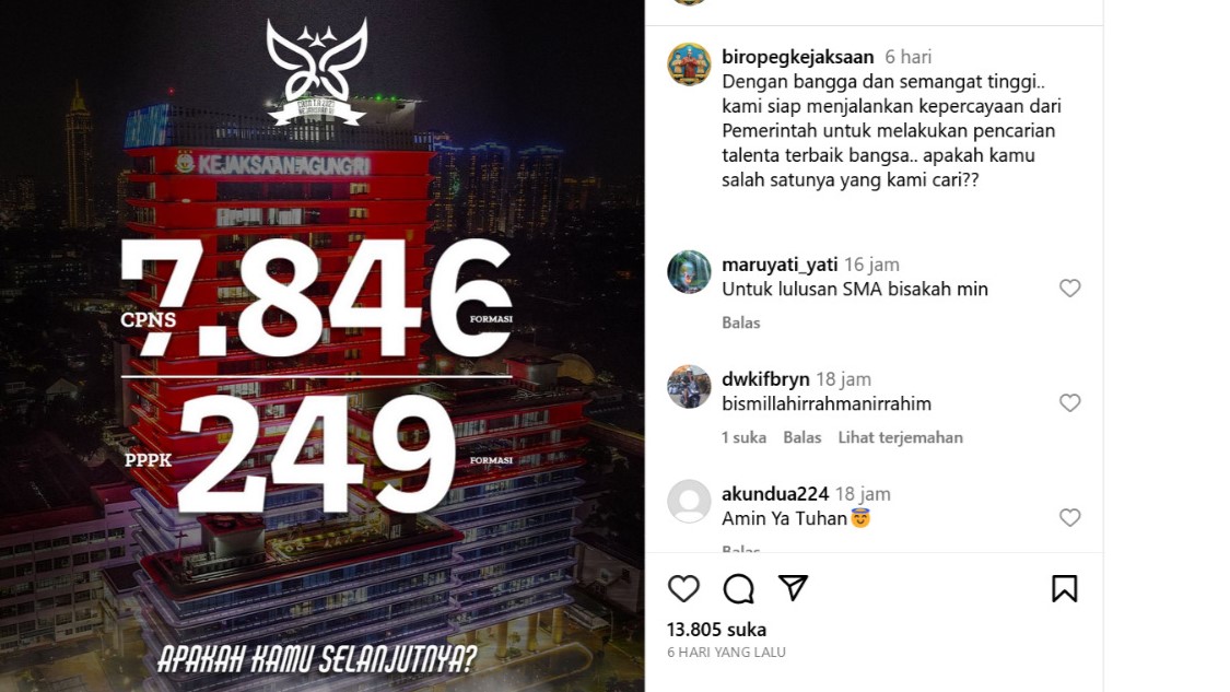 Link Pendaftaran CPNS Kejaksaan 2023, Terima Tamatan SMA dan Sarjana 