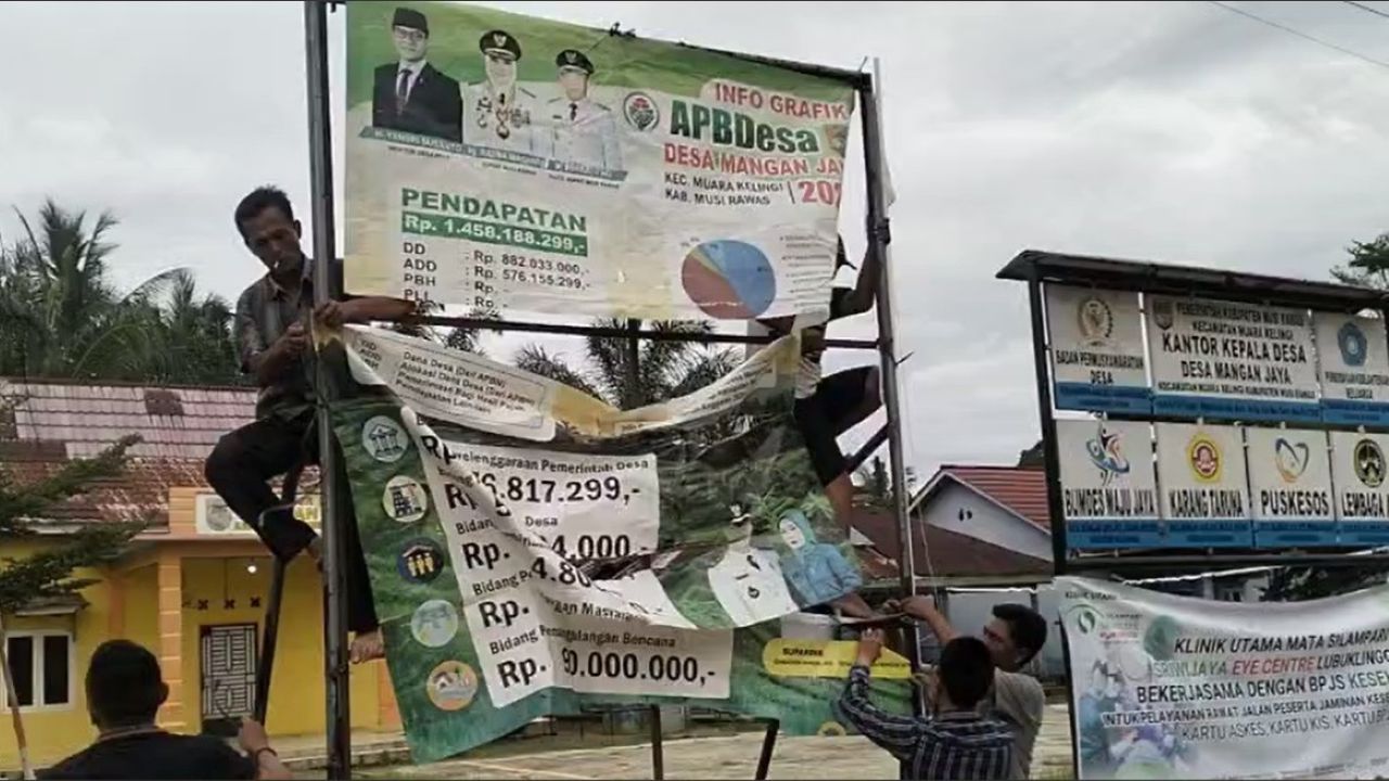 Keterbukaan Informasi, Pemdes Mangan Jaya Pasang Spanduk Info Grafik APBDEs 