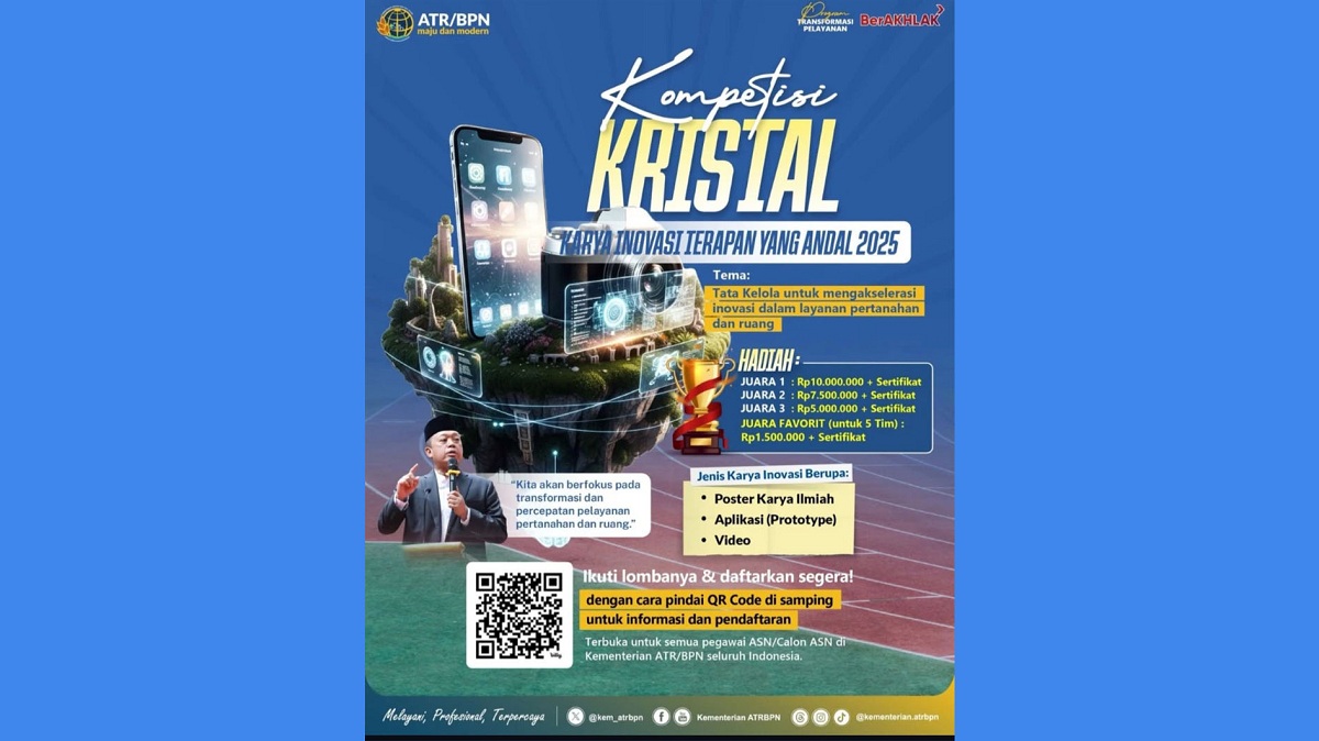 Kompetisi KRISTAL 2025: Mendorong Inovasi Layanan Pertanahan dan Ruang di ATR/BPN
