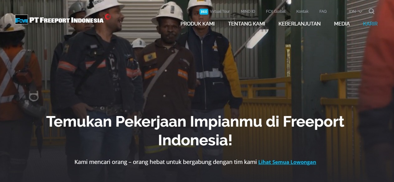 PT Freeport Indonesia Buka Lowongan Kerja Sebanyak 91 Posisi, Cek Sekarang 