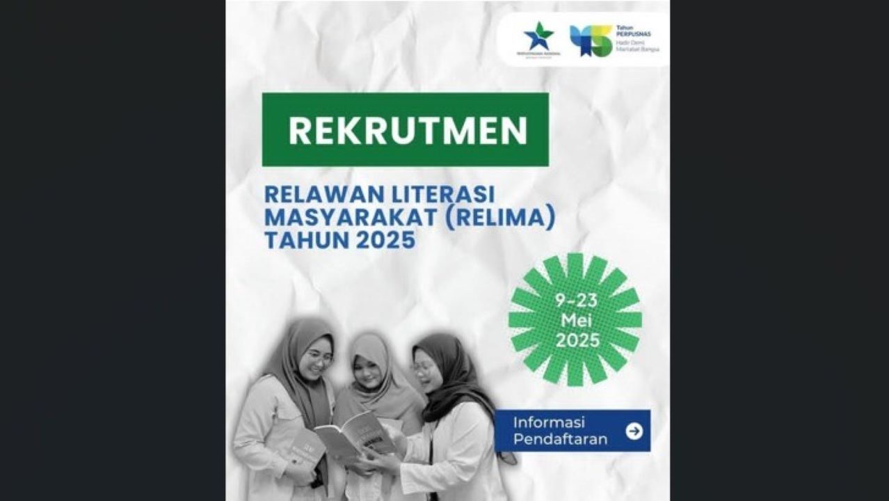 Lowongan Kerja Relawan Literasi Perpusnas RI  2025 Dibuka, Ini Syaratnya