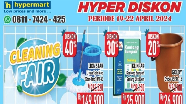 Diskon Hypermart Lubuk Linggau, Produk Perlengkapan dan Peralatan Rumah Tangga Periode 19 Sampai 22 April 2024