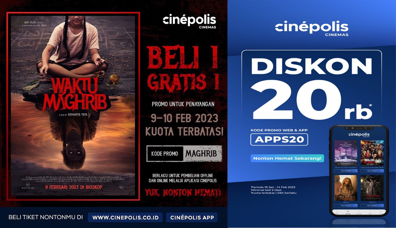 Cinepolis Lippo Plaza Lubuklinggau Hadirkan Promo Beli 1 Gratis 1 Tiket Film Waktu Maghrib