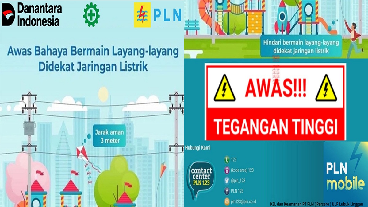PLN ULP Lubuk Linggau Himbau Masyarakat Bahaya Bermain Layang-layang di Dekat Jaringan Listrik