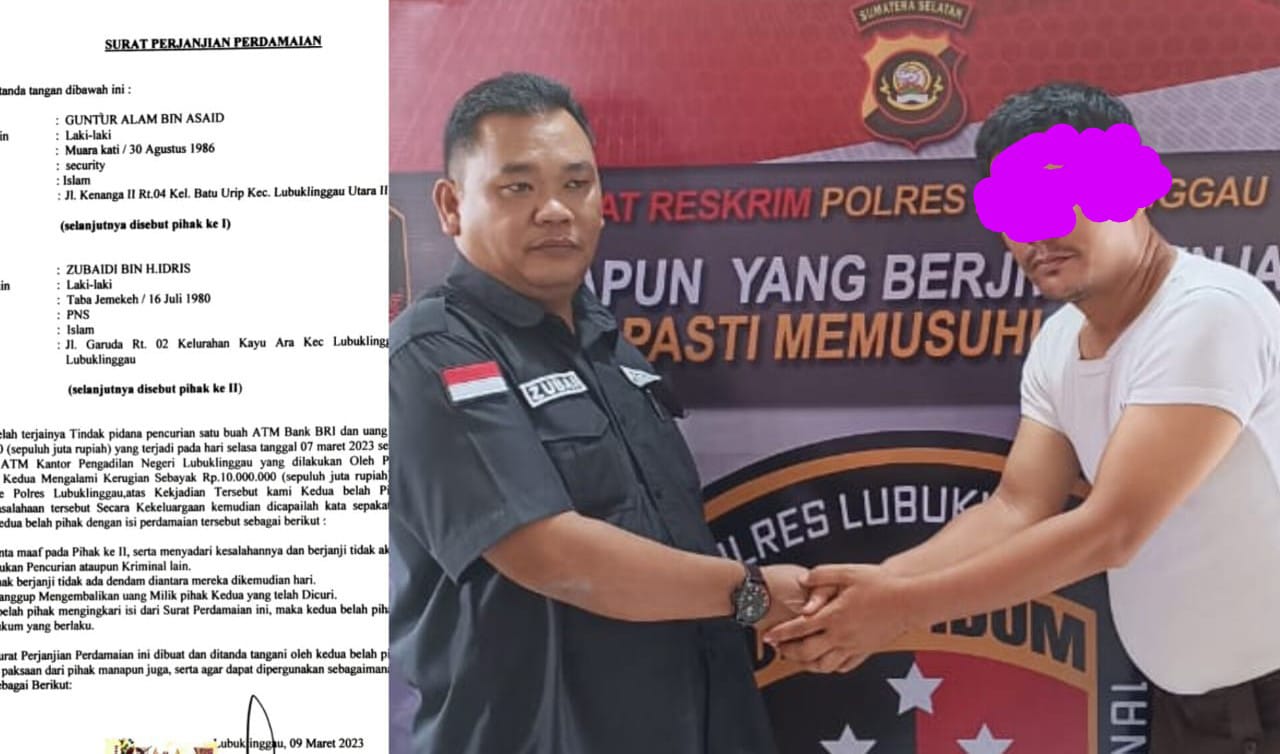 Jaksa Maafkan Oknum Security Pengadilan Negeri Lubuklinggau yang Kuras Uangnya di ATM BRI