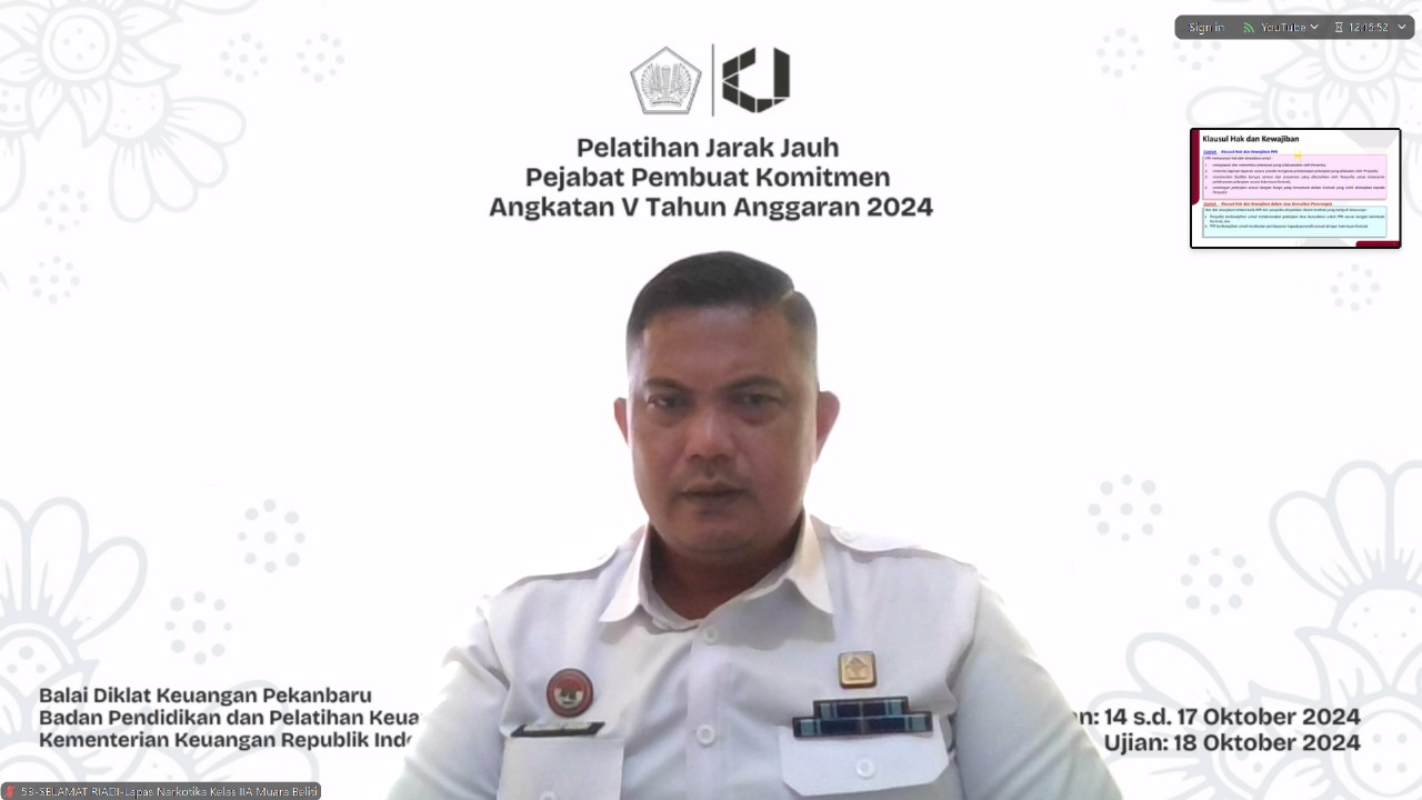 Kasubag TU Lapas Narkotika Muara Beliti Ikuti Pelatihan Pejabat Pembuat Komitmen Kementerian Keuangan RI