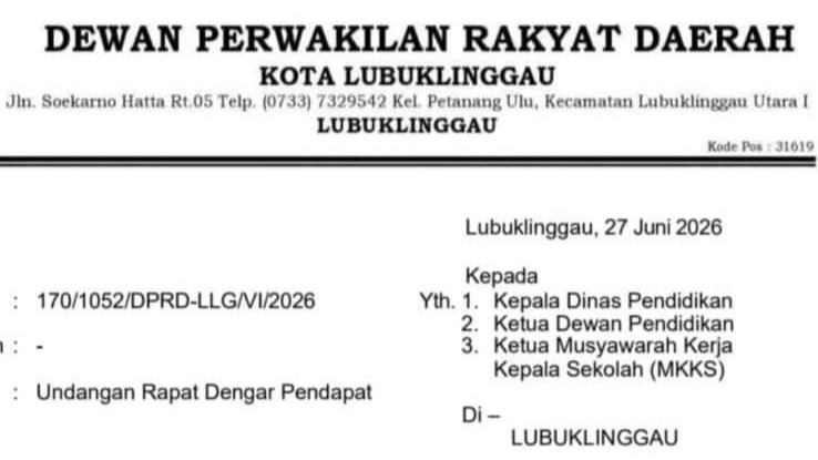 Soal Dugaan Pungli, Hari ini DPRD Lubuk Linggau Bertemu Kepala SMA Negeri