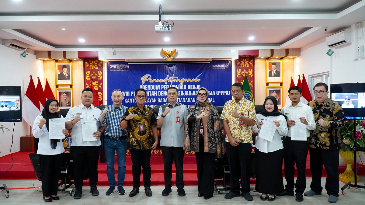 PPPK Kantor Pertanahan Musi Rawas Penandatanganan Adendum Kontrak Kerja di Kanwil BPN Sumsel