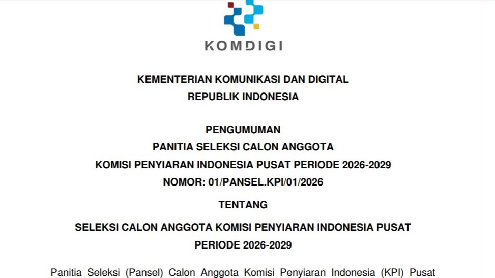 Syarat Ikut Seleksi Calon Anggota KPI Pusat Periode 2026-2029, Buruan Daftar