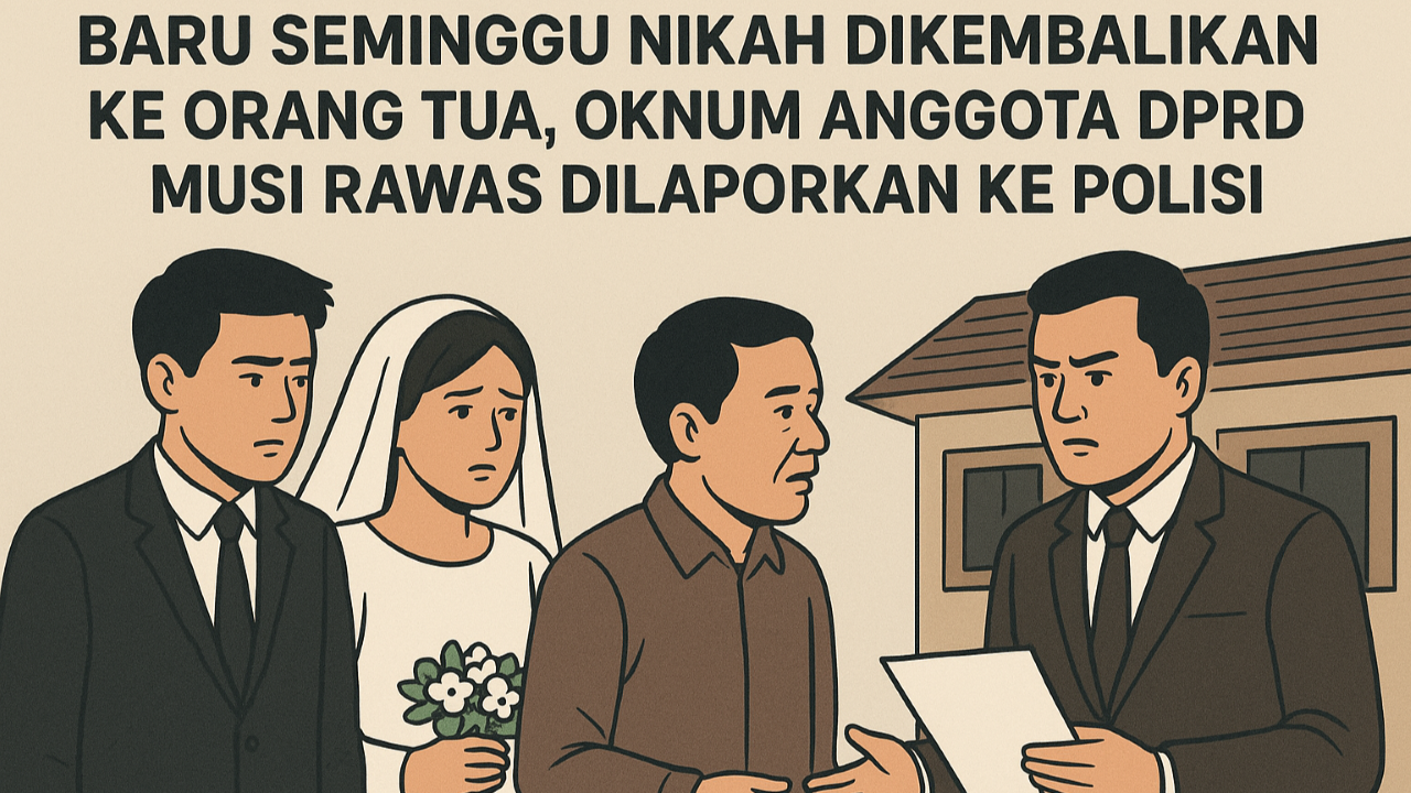 Baru Seminggu Nikah Dikembalikan ke Orang Tua, Oknum Anggota DPRD Musi Rawas Dilaporkan ke Polisi