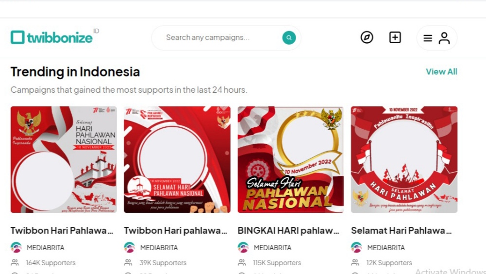 Mau Update Status Medsos Hari Pahlawan yang Keren, ini 55 Link Twibbon Gratis