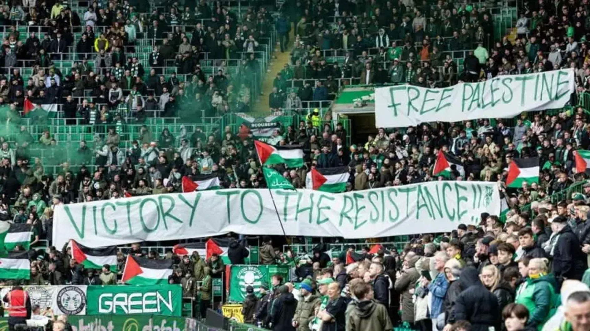 Suporter Glasgow Celtic Bentangkan Spanduk dan Kibarkan Bendera 'Merdeka Palestina'