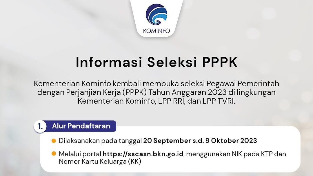 PPPK 2023 Kementerian Kominfo, Membuka Ribuan Formasi, Berikut  Syarat Lengkap Pendaftarannya