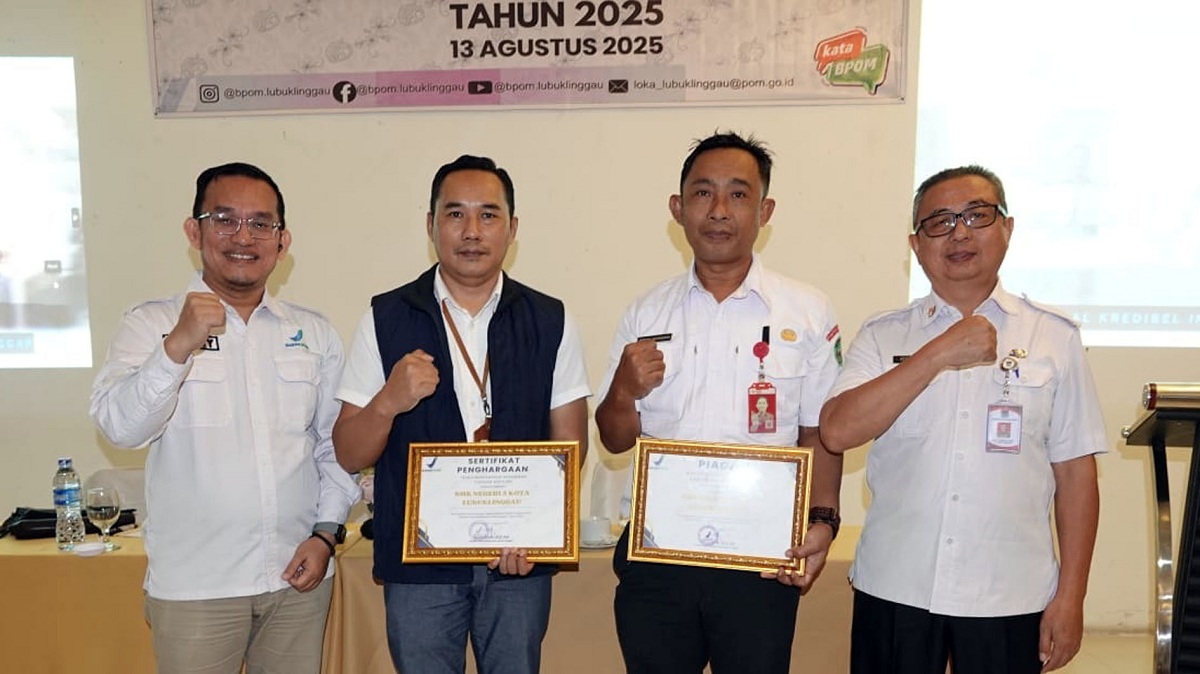 SMKN 3 Lubuk Linggau Raih Penghargaan BIntang Keamanan Pangan Kantin Sekolah dari Loka POM, Ini Harapannya