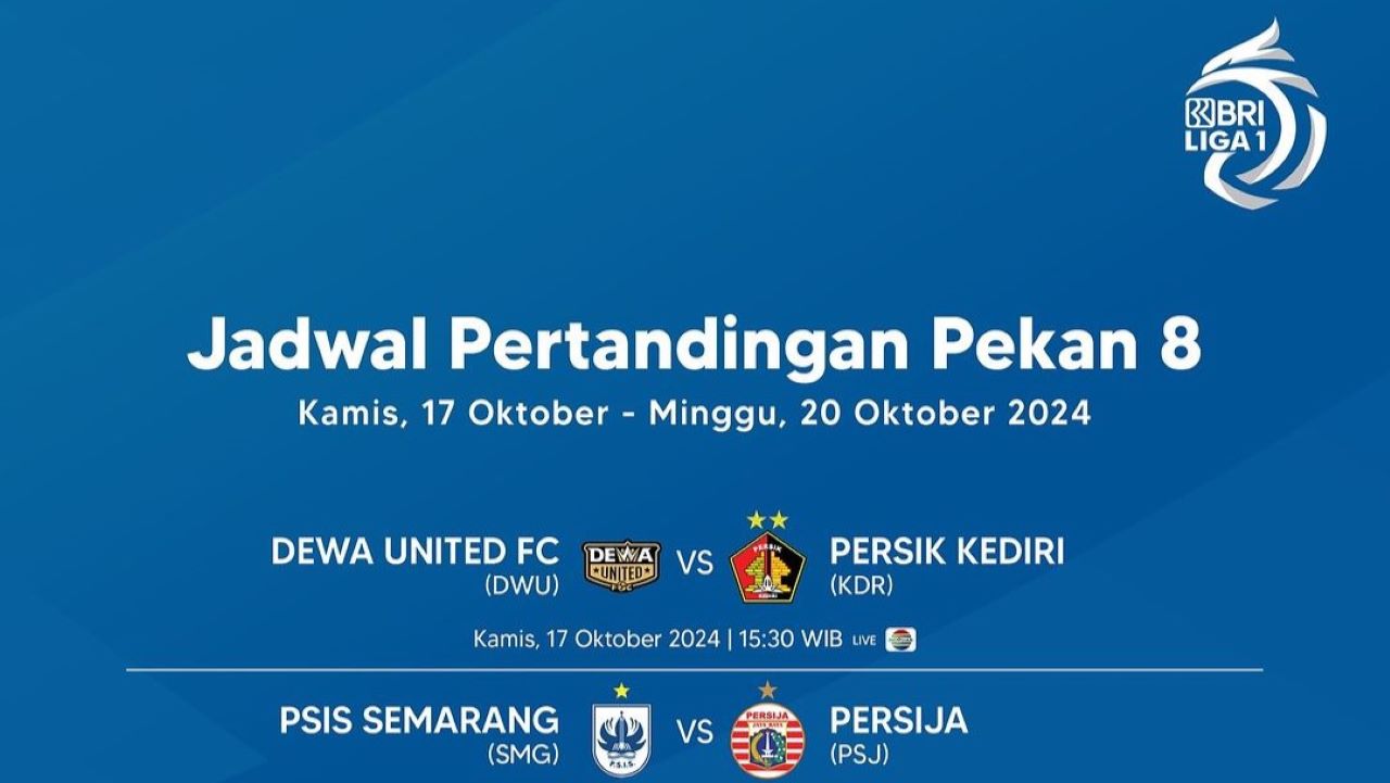 Jadwal Pekan Ke-8 BRI Liga 1 2024/25, Banyak Pertandingan Menarik