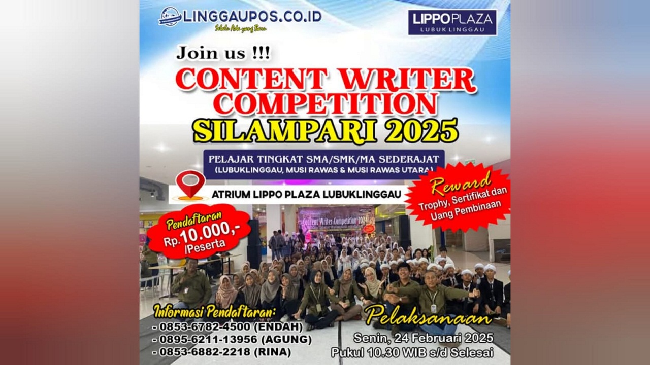 Petunjuk Teknis  Content Writer Competition Silampari 2025, Peserta Wajib Simak