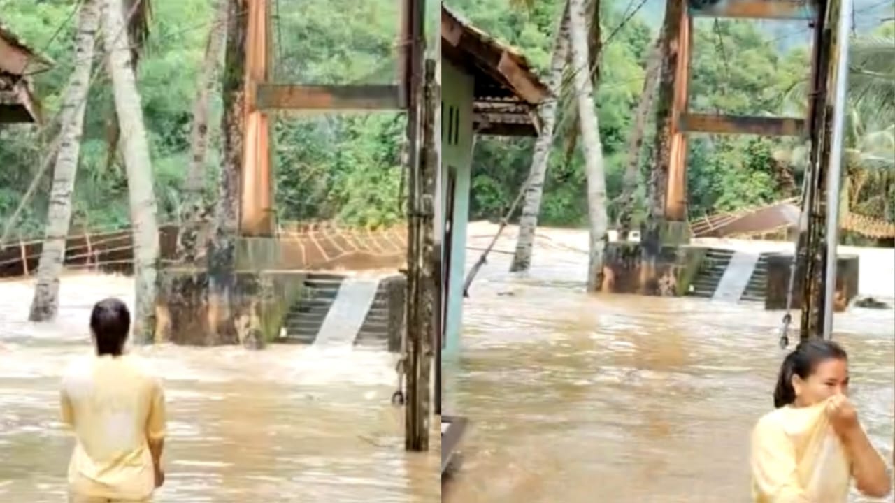 Detik-detik Jembatan Gantung di Muratara Putus, Ada yang Teriak Histeris dan Tepuk Tangan