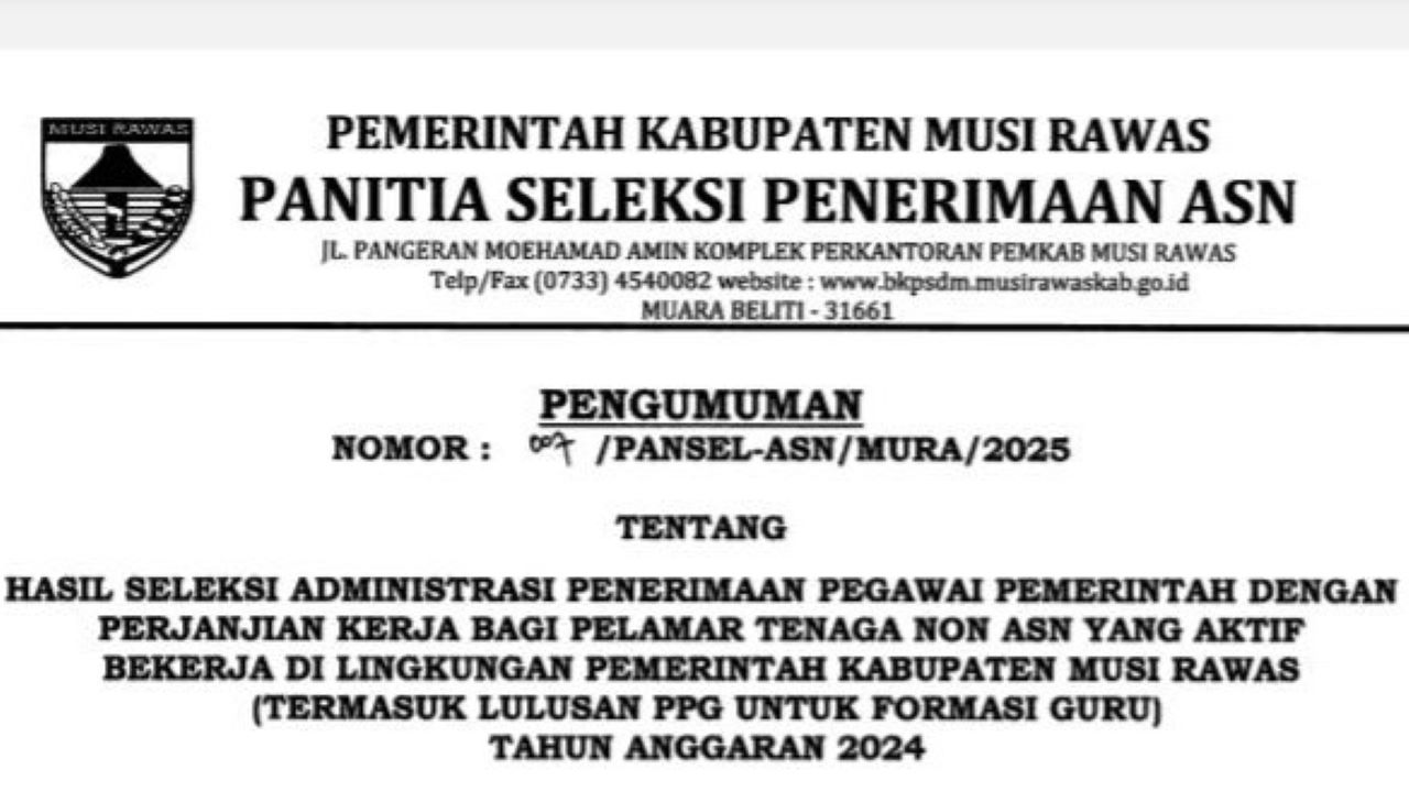 Seleksi Administrasi PPPK Tahap 2 Musi Rawas Telah Diumumkan, Berikut Linknya