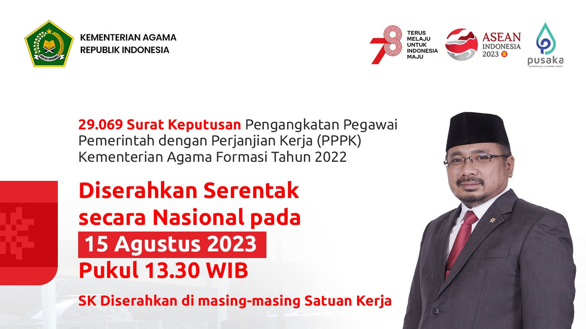 Selamat, 29.069 yang Lolos PPPK Kemenag Terima SK Pengangkatan Serentak 15 Agustus 2023