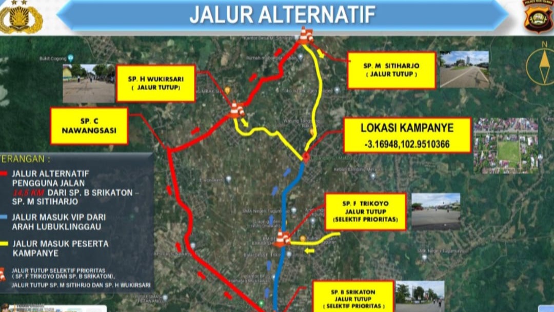 Prabowo Kampanye di Musi Rawas, Berikut Lokasi Parkir dan Jalur Alternatif Kendaraan 