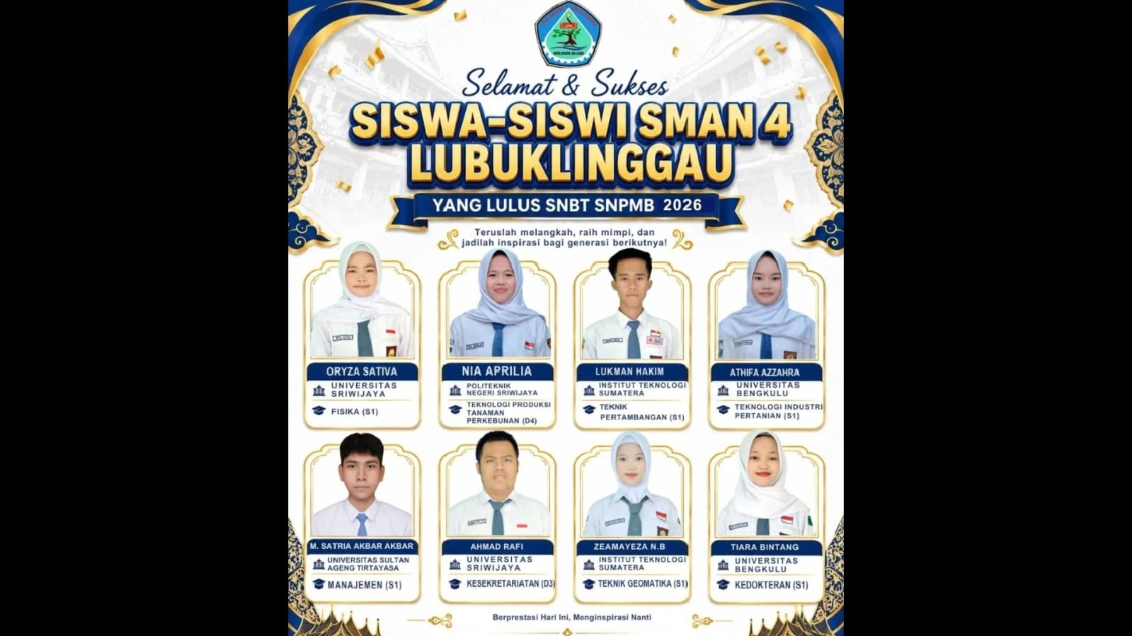 SMA Negeri 4 Lubuk Linggau Catat Prestasi: 8 Siswa Diterima di Perguruan Tinggi Negeri Lewat Jalur SNBT