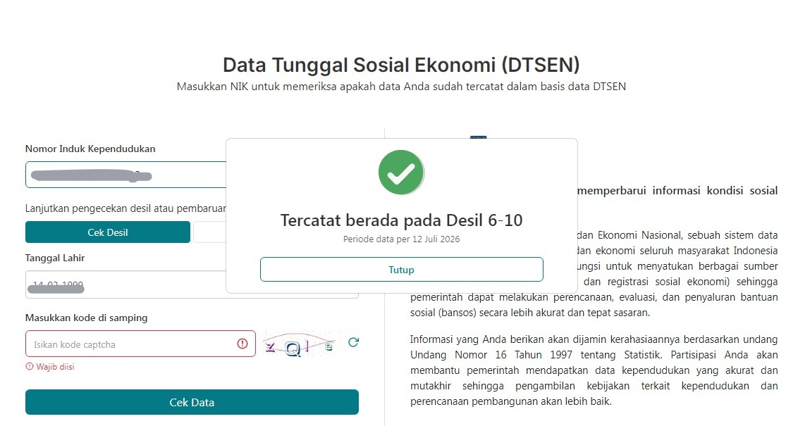 Ini Cara Cek Desil, Pahami Arti dan Fungsi Angka 1-10 yang Ditetapkan