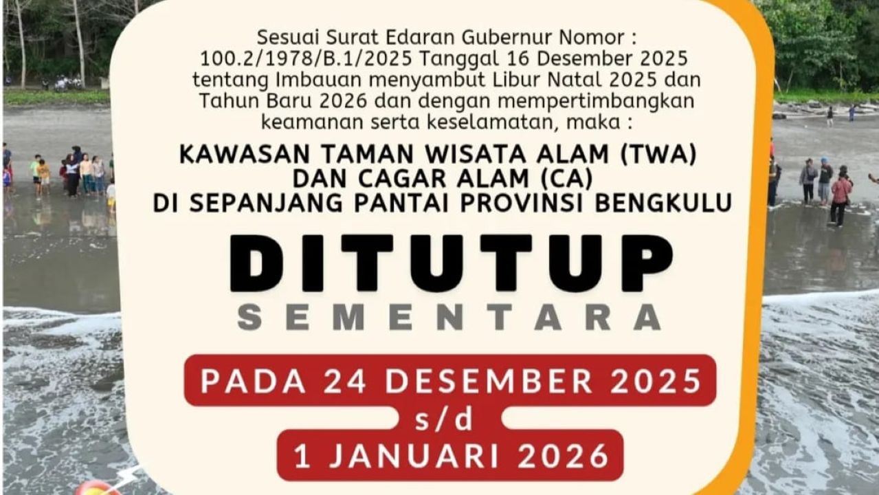 Tahun Baru 2026, Pantai Panjang dan Pulai Baai Bengkulu Ditutup, ini Penjelasan BKSDA