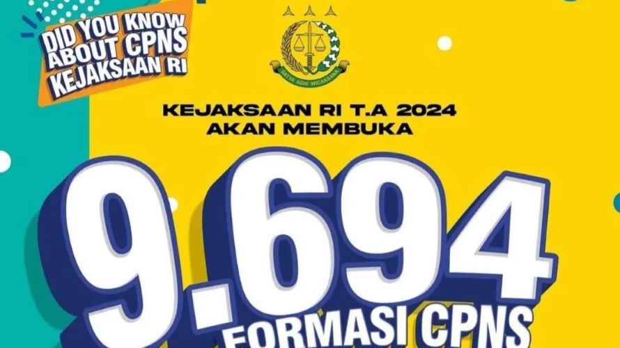 Formasi CPNS 2024 Kejaksaan RI, Ada untuk SMA dan Tenaga Kesehatan, ini Rincian Lengkapnya Berikut