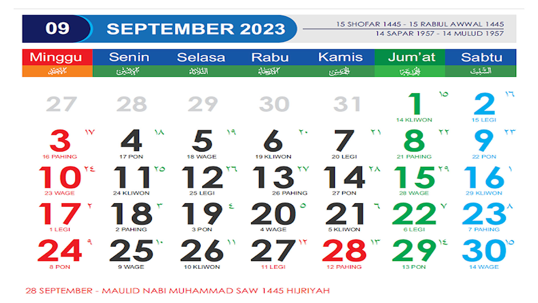 Ketahui, ini Hari Penting Nasional dan Daftar Tanggal Merah September 2023, Cek di Sini