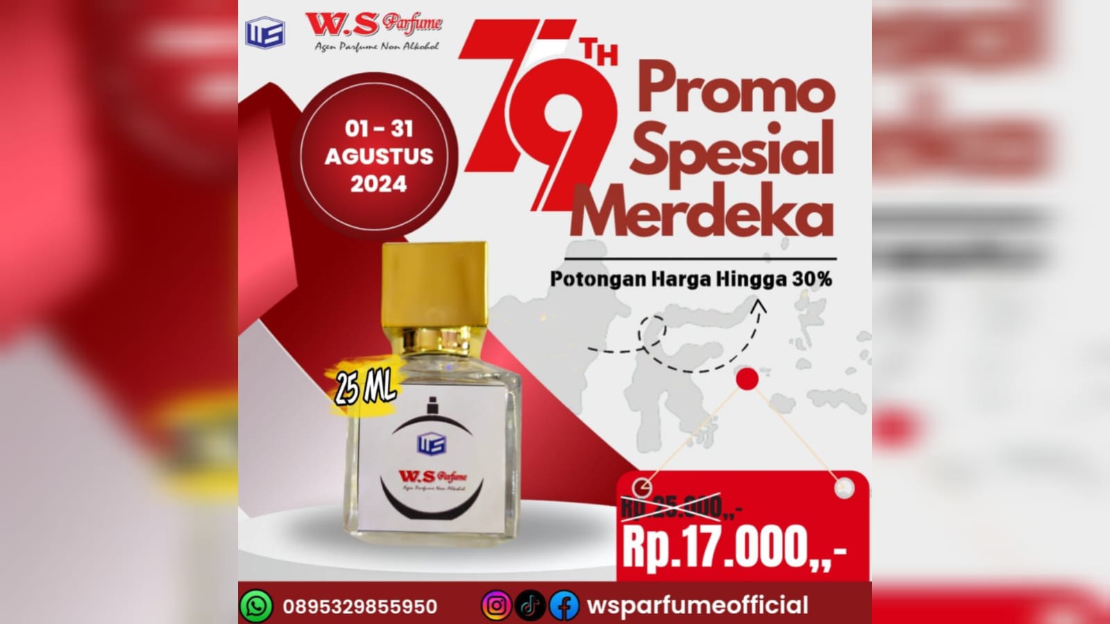 W.S Parfume Lubuk Linggau Diskon Beli 1 Gratis 1, Harga Murah Kelas Mewah, Mulai Rp17 Ribuan