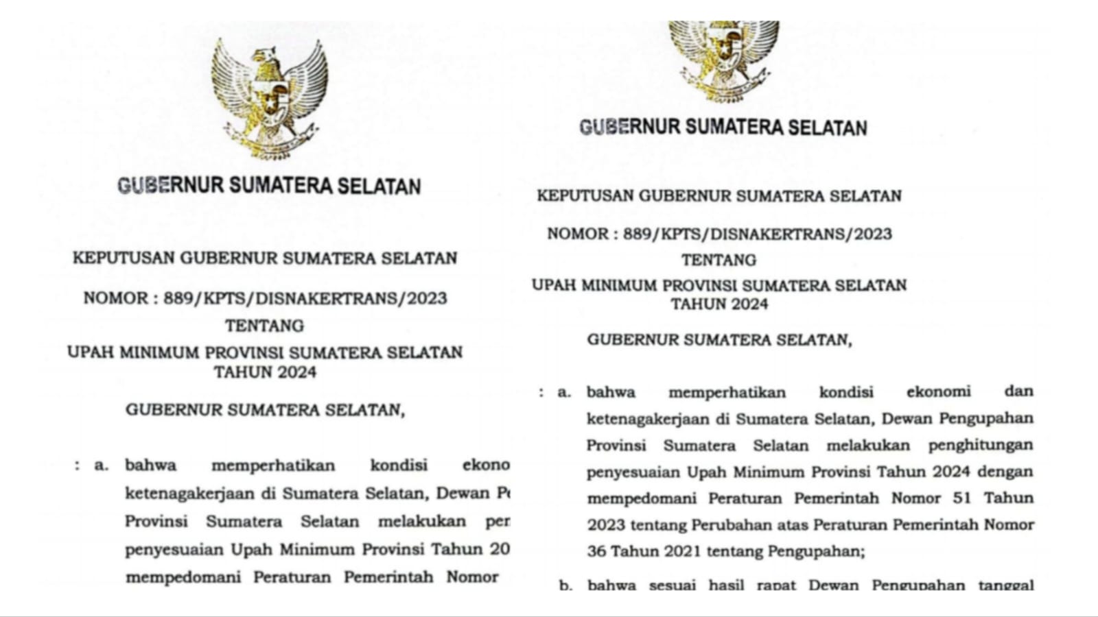 UMP 2024 Sumatera Selatan Tertinggi Ketiga Wilayah Sumatera, Bengkulu Juru Kunci 
