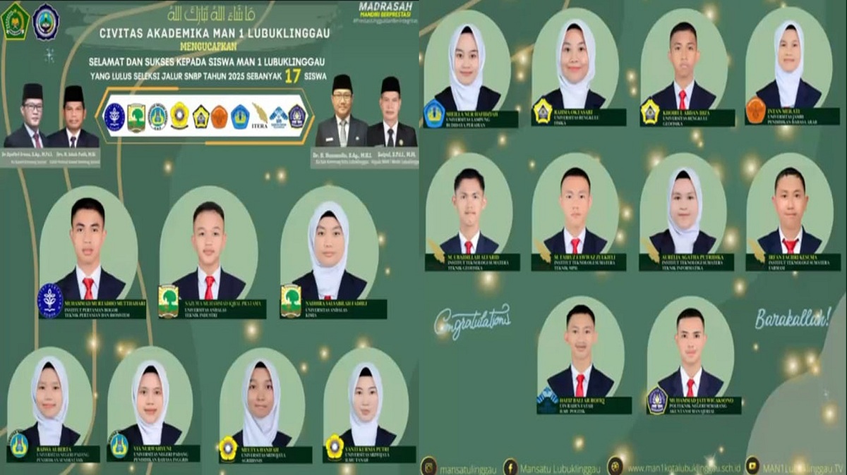 Selamat! 17 Pelajar MAN 1 Lubuk Linggau Lolos Seleksi PTN Jalur SNBP 2025