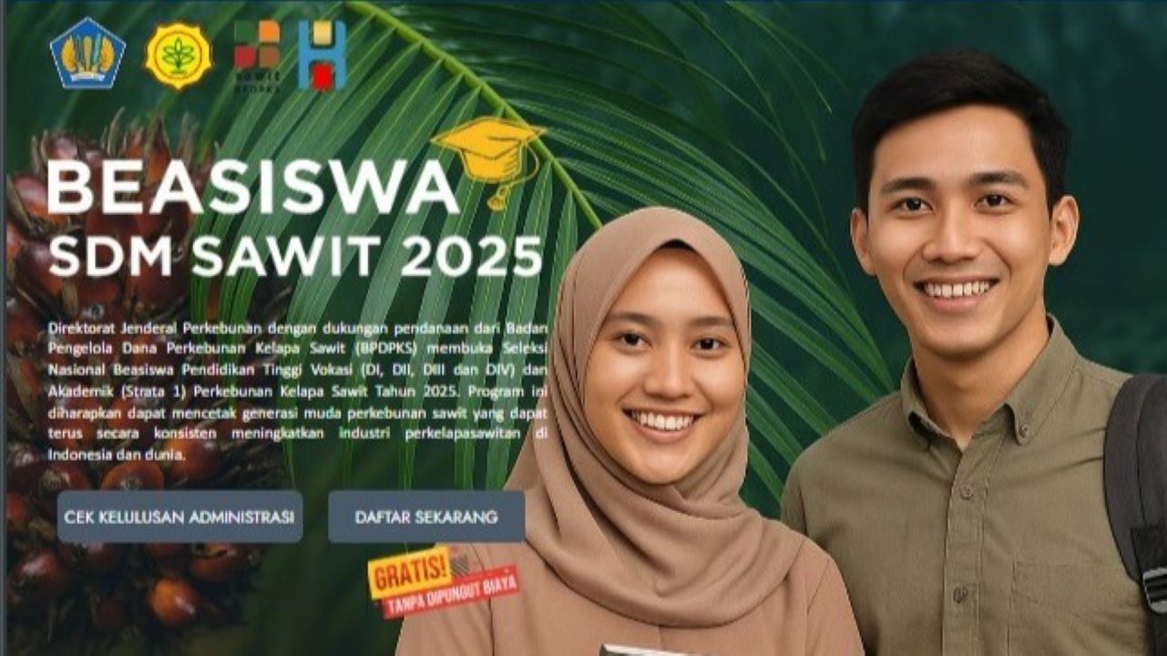 Pendaftaran Beasiswa SDM Sawit 2025 Dibuka, Kuliah D3 Hingga S1 Gratis, Cek Ini Syaratnya