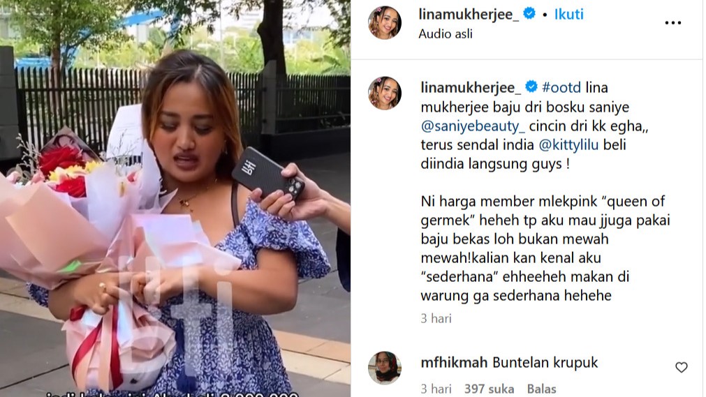 Ini Postingan Terakhir Lina Mukherjee di Instagram dan Tiktok, Karena di Penjara Tidak Boleh Update Medsos