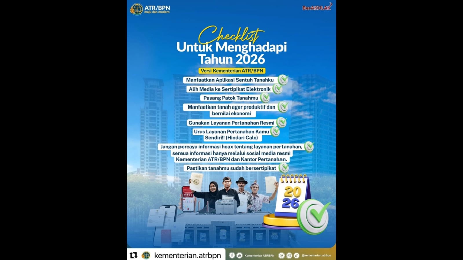 Hadapi 2026, ATR/BPN Ajak Masyarakat Kelola Tanah Secara Aman dan Produktif