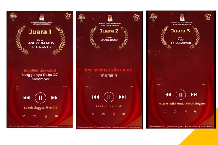 KPU Lubuk Linggau Umumkan Pemenang Jingle Pilkada 2024, ini Daftarnya