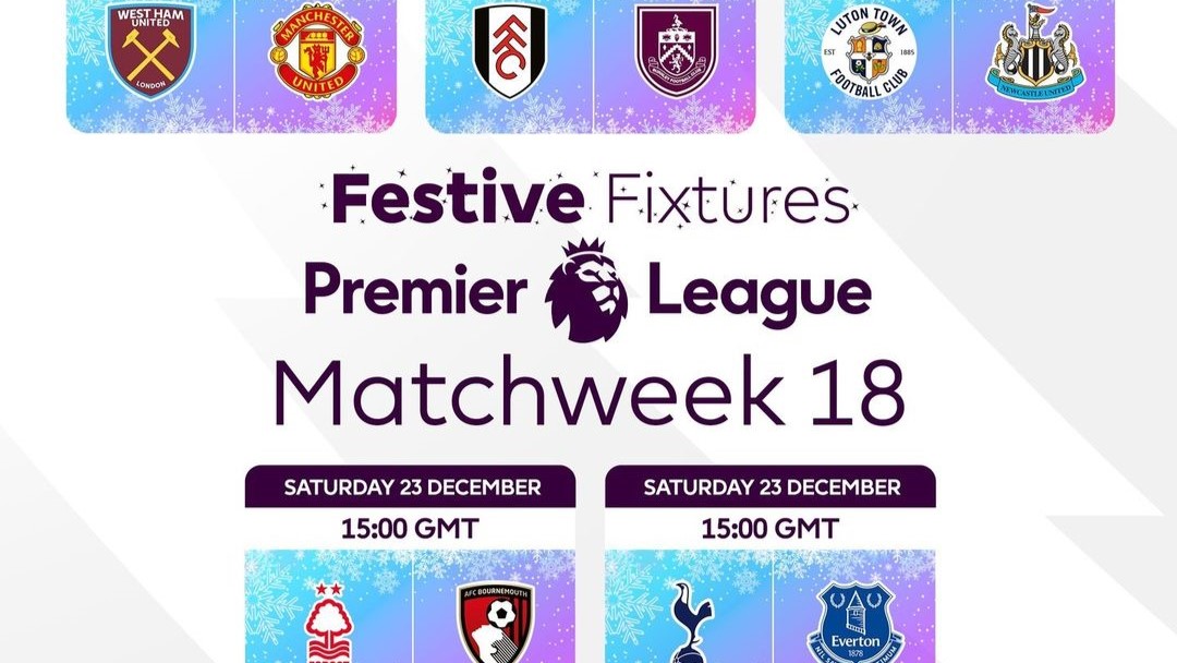 Jadwal Pekan ke-18 Premier League Musim 2023/2024, 22 Desember Sampai 24 Desember 2023