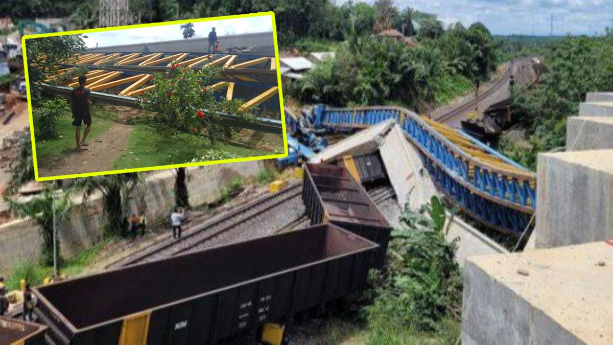 Pemasangan Girder Flyover Bantaian Roboh, Jalur KA Gunung Megang - Penanggiran Terhalang