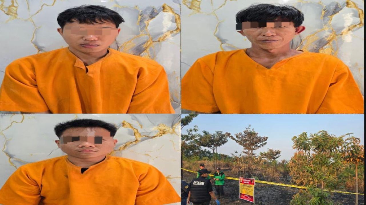 Polres OKU Timur Bekuk 3 Tersangka Diduga Sengaja Bakar Lahan PT MHP di BP Peliung