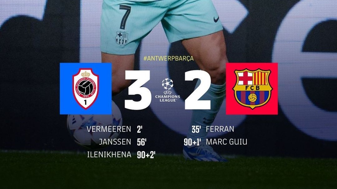 Hasil Mengejutkan Barcelona Menderita Kekalahan Atas Antwerp di Liga Champions