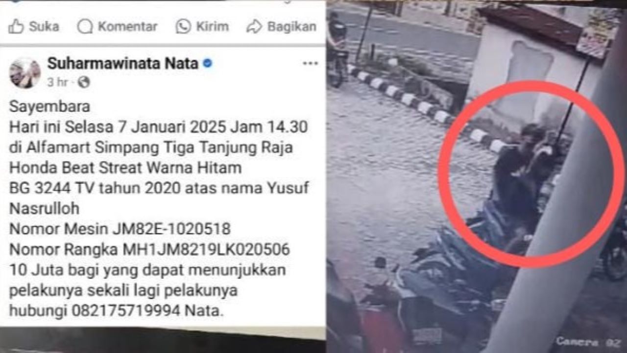 Sayembara Hadiah Rp10 Juta, Bagi yang Temukan Pelaku Pencurian Motor Warga Ogan Ilir ini