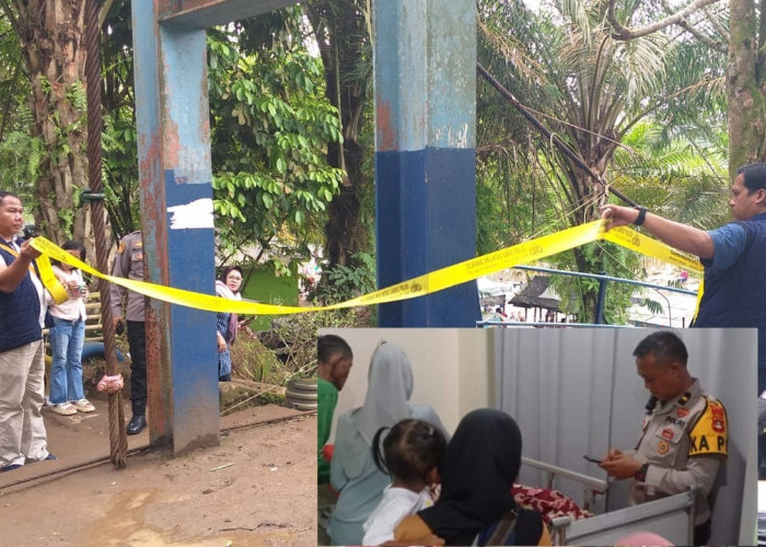 Pasang Police Line, Objek Wisata Malus Lubuk Linggau Ditutup Sementara Pasca Jembatan Gantung Putus