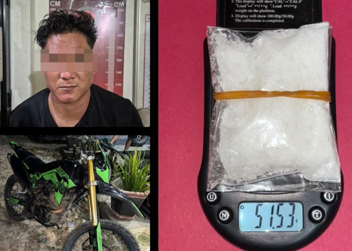 Kurir Bawa 51,53 Gram Sabu Ditangkap di Rawas Ulu, Polres Muratara Sita Honda CRF Hijau
