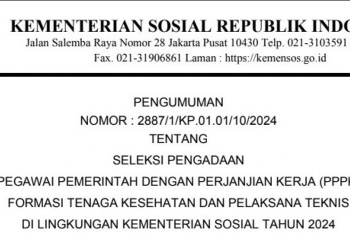 PPPK 2024 Kemensos Buka 40.573 Formasi, Ini Rincian, Unit Kerja dan Persyaratan Melamar