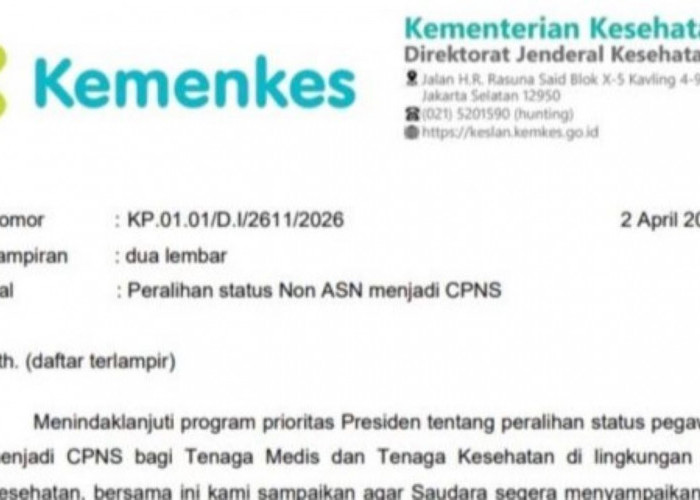 Viral, Kemenkes Terbitkan Surat Non ASN Jadi CPNS, ini Penjelasannya