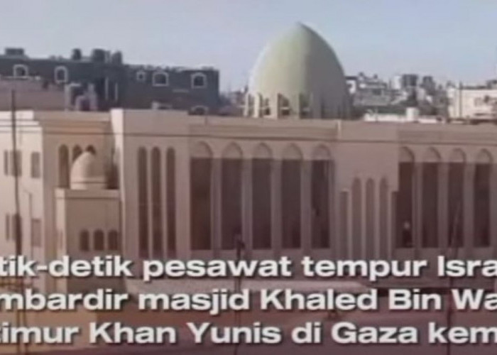 Viral Video Rudal Israel Menghantam dan Hancurkan Masjid Khalid bin Walid di Younis Gaza Selatan